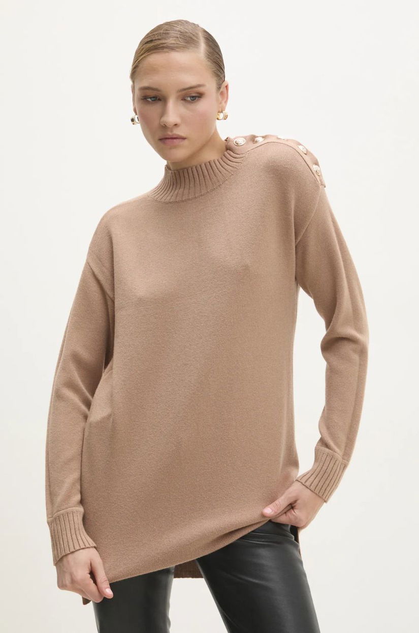 Answear Lab pulover femei, culoarea maro, light, cu turtleneck