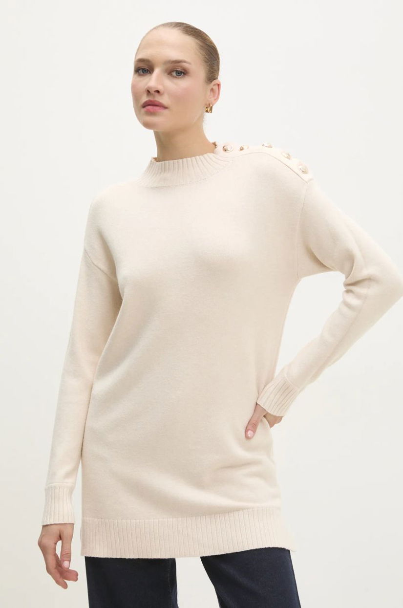 Answear Lab pulover femei, culoarea bej, light, cu turtleneck