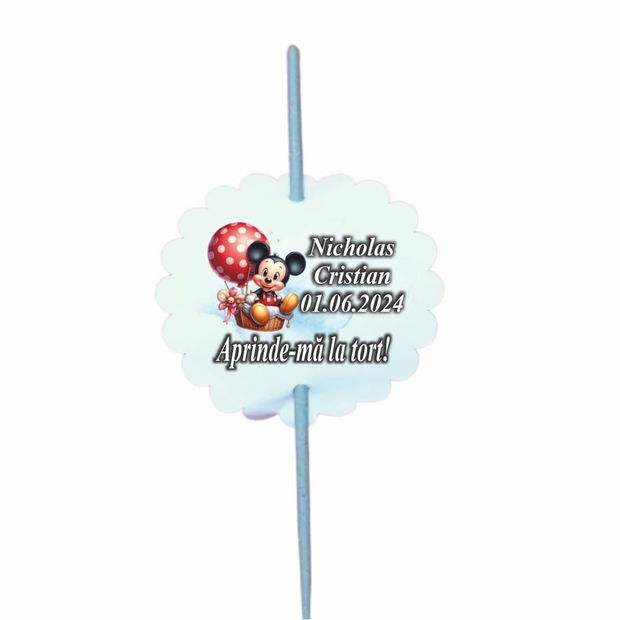 Artificie de Mana Botez, Aprinde-ma la tort, Personalizat, Mickey Mouse, ABF002, 25cm