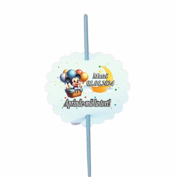 Artificie de Mana Botez, Aprinde-ma la tort, Personalizat, Mickey Mouse, ABF003, 25cm