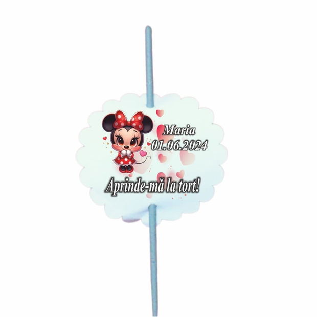 Artificie de Mana Botez, Aprinde-ma la tort, Personalizat, Minnie Mouse, ABF004, 25cm