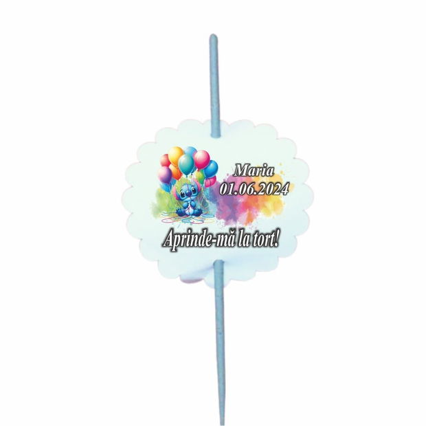 Artificie de Mana Botez, Aprinde-ma la tort, Personalizat, Stitch, ABF005, 25cm