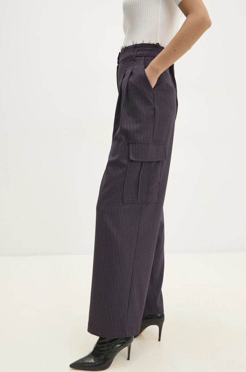 Answear Lab pantaloni femei, culoarea violet, drept, high waist