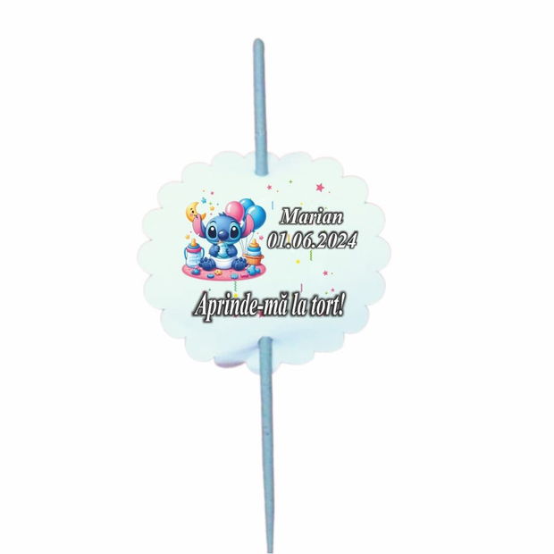 Artificie de Mana Botez, Aprinde-ma la tort, Personalizat, Stitch, ABF006, 25cm