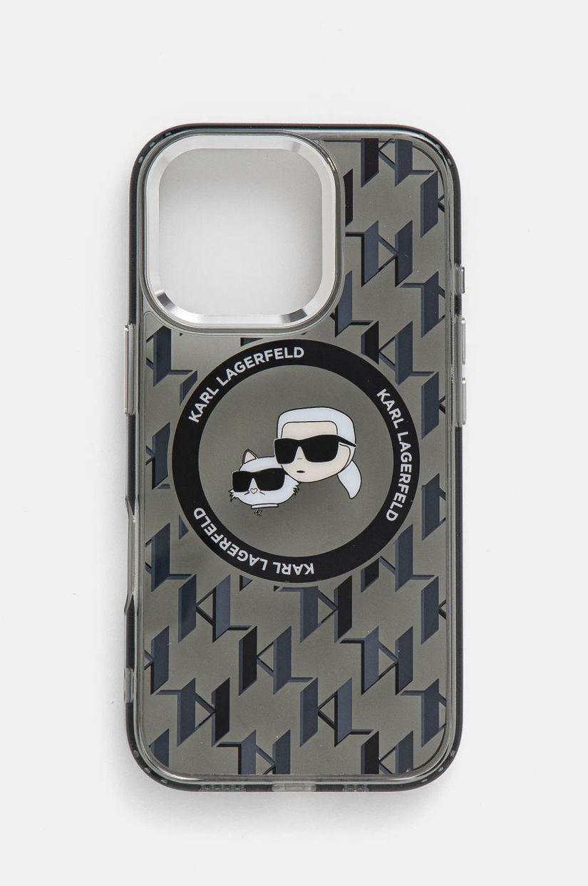 Karl Lagerfeld etui pentru telefon iPhone 16 Pro 6.3 culoarea negru, KLHMP16LHMCKMHK