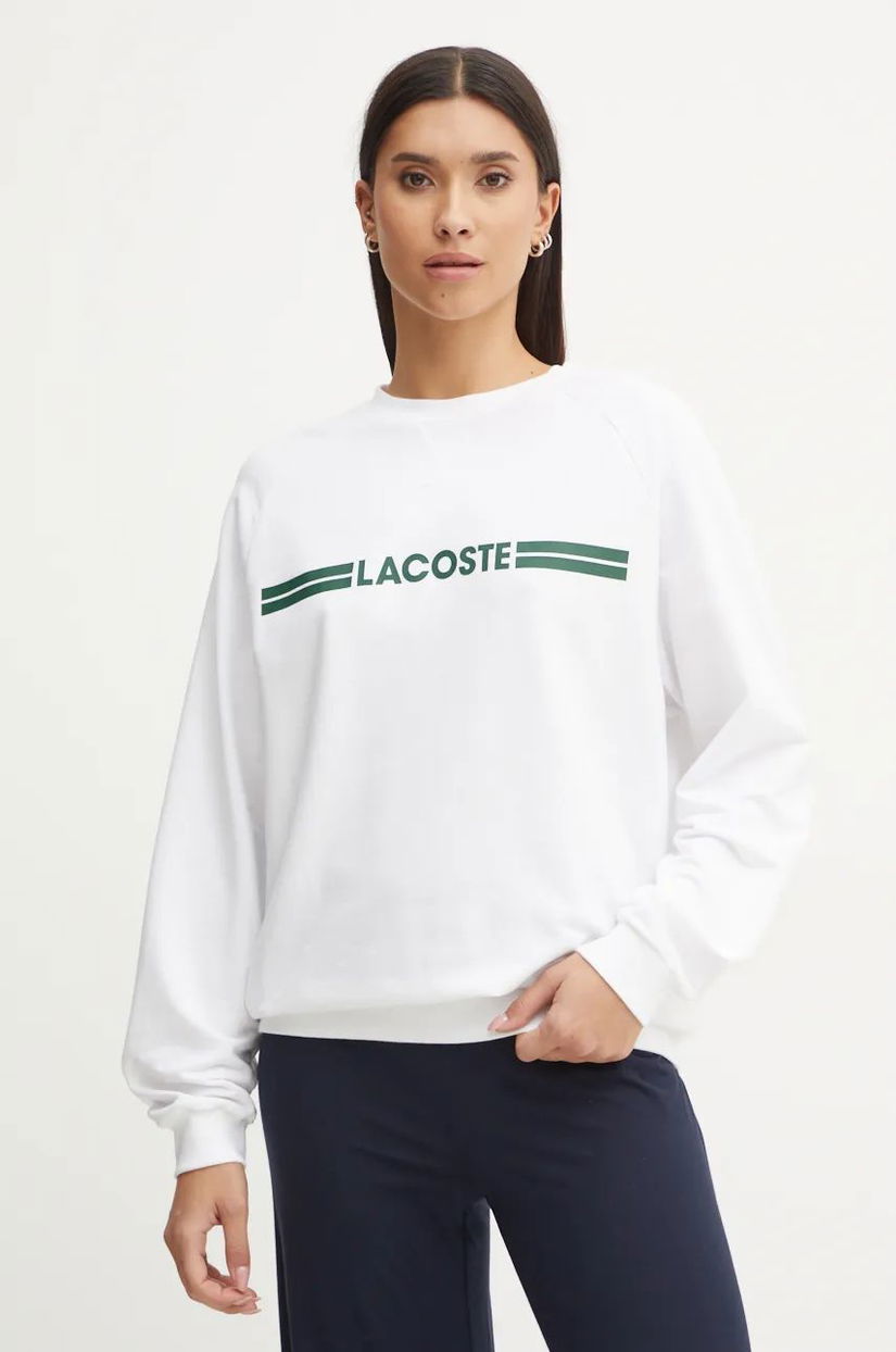 Lacoste bluza femei, culoarea alb, cu imprimeu, SF1472