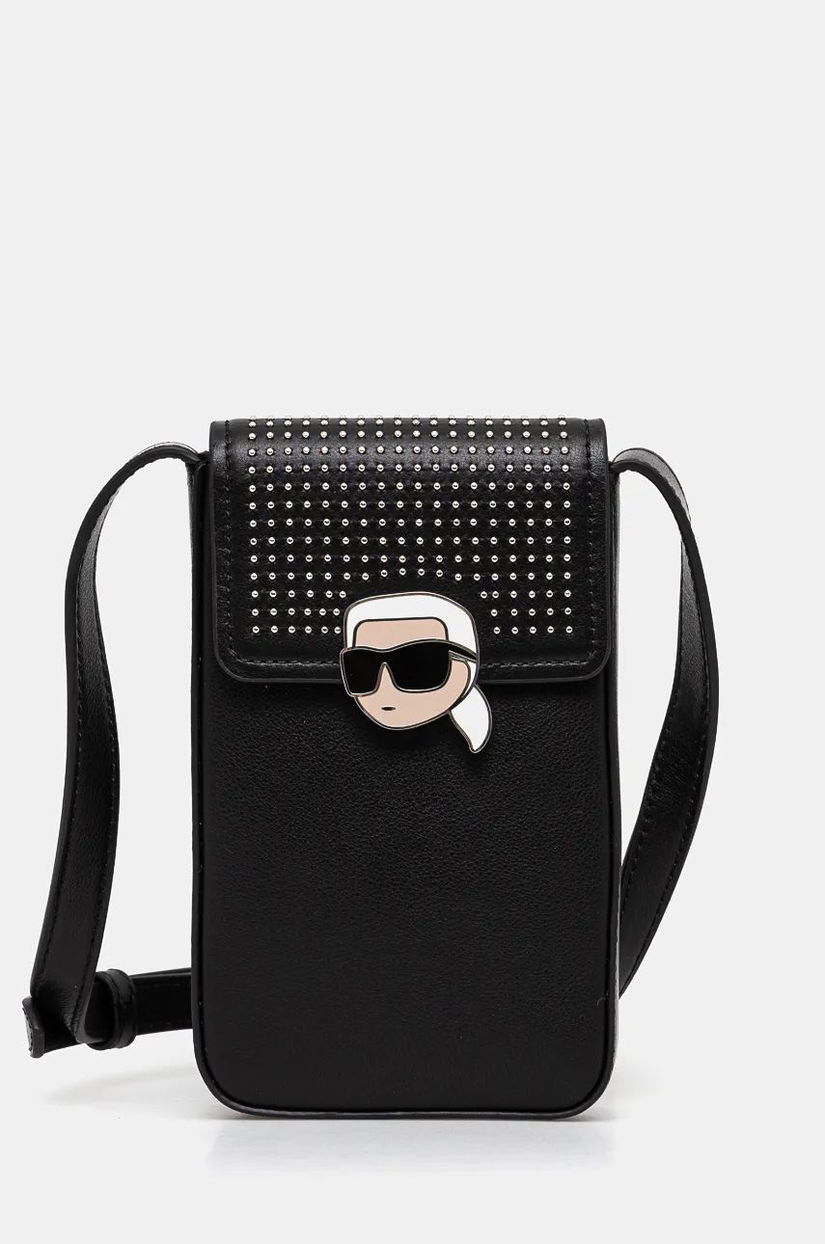 Karl Lagerfeld borseta de piele culoarea negru, 246W3203