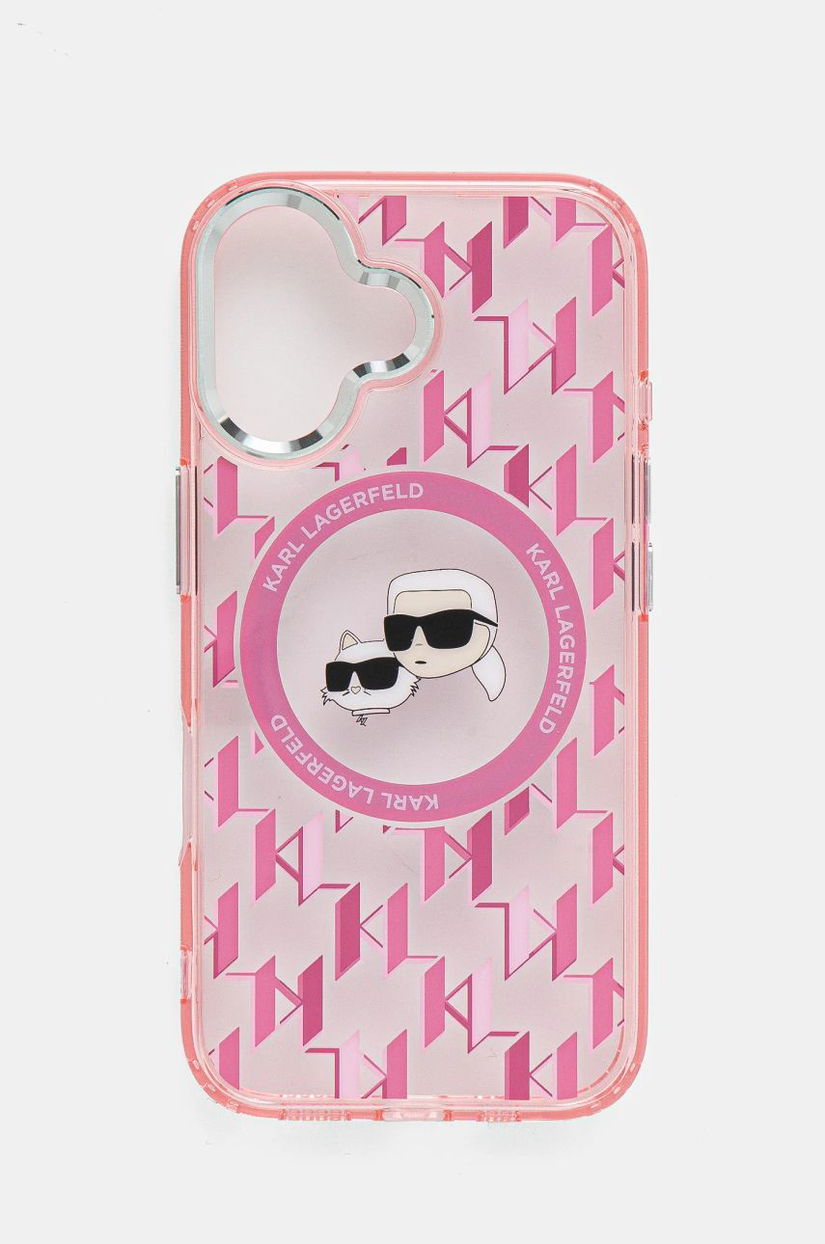 Karl Lagerfeld etui pentru telefon iPhone 16 6.1 culoarea roz, KLHMP16SHMCKMHP