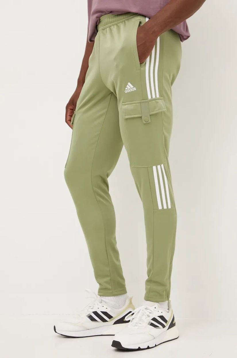 adidas pantaloni de trening Tiro culoarea verde, cu imprimeu, IW5990