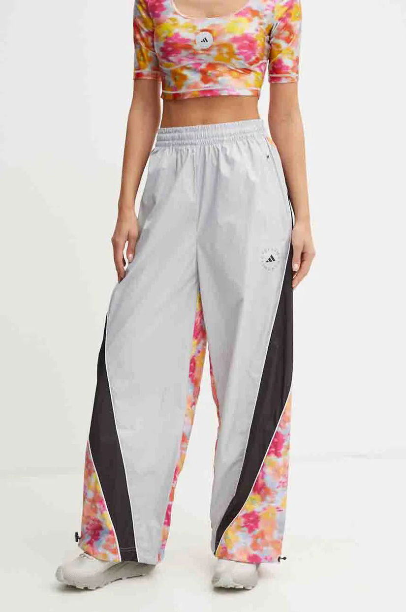 adidas by Stella McCartney pantaloni femei, culoarea gri, lat, high waist, IX1700