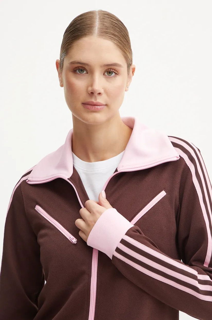 adidas Originals bluza Montreal Tracktop femei, culoarea maro, modelator, JL9629