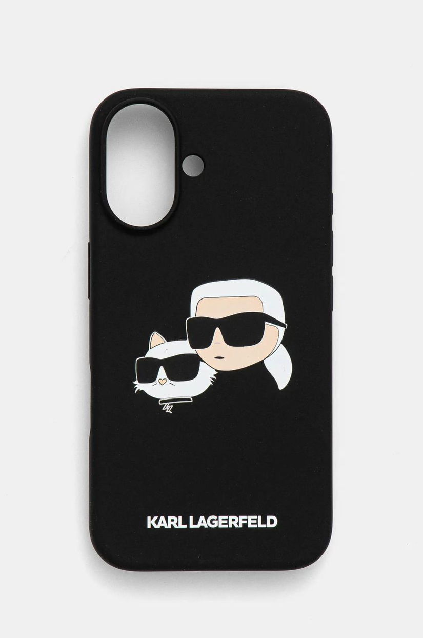 Karl Lagerfeld etui pentru telefon iPhone 16 6.1 culoarea negru, KLHMP16SSKCHPPLK