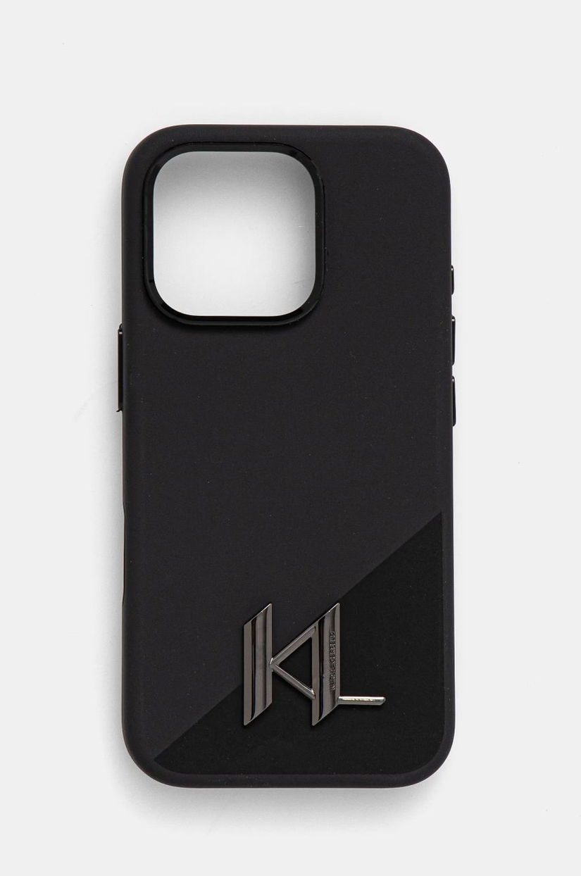 Karl Lagerfeld etui pentru telefon iPhone 16 Pro 6.3 culoarea negru, KLHMP16LSCMKMPCK