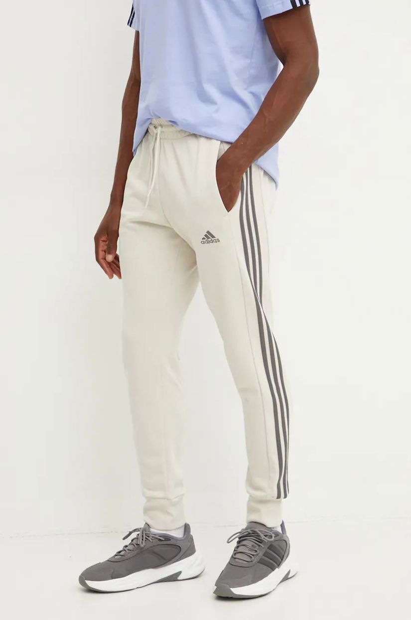 adidas pantaloni de trening din bumbac Essentials culoarea bej, modelator, IW7682