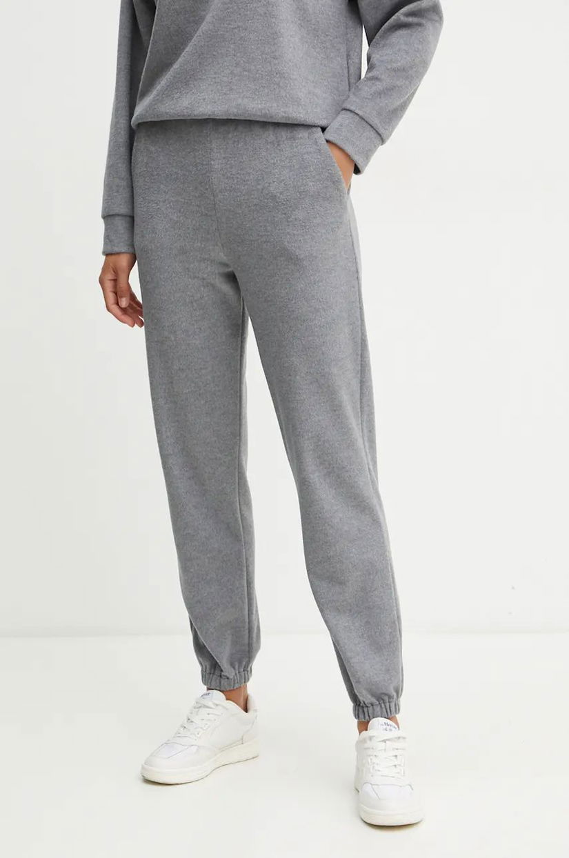 Weekend Max Mara pantaloni de trening cu amestec de lână culoarea gri, neted, 2425786022600