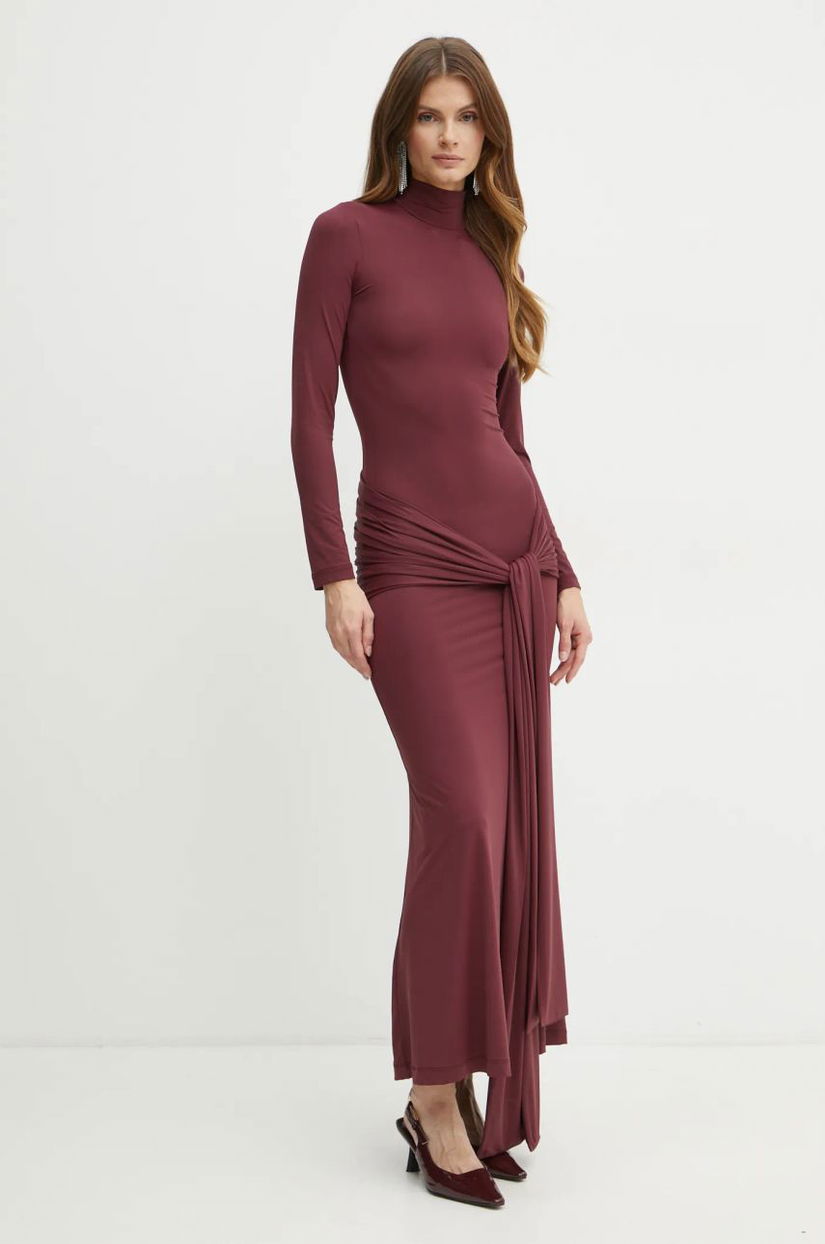 Bardot rochie ALIX culoarea bordo, maxi, mulata, 59467DB