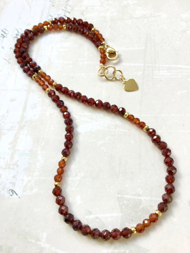 Colier CHOKER Granat portocaliu