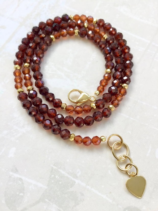 Colier CHOKER Granat portocaliu
