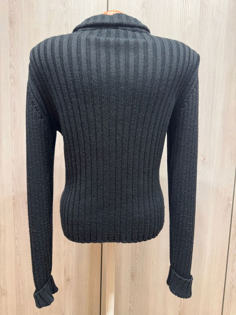 Cardigan gros lână și piele mărime M , Fausta Tricot