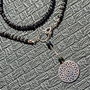 Colier argint turmalina neagra opal de foc etiopian negru charm lant argint inchidere frontala minimalist boho chic trendy - Transport gratuit