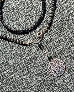 Colier argint turmalina neagra opal de foc etiopian negru charm lant argint inchidere frontala minimalist boho chic trendy - Transport gratuit