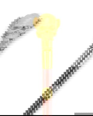 Baston din lemn mahon cu maner craniu