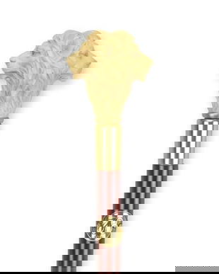 Baston din lemn mahon cu maner cap de leu