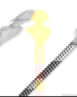 Baston din lemn mahon cu maner bust Napoleon