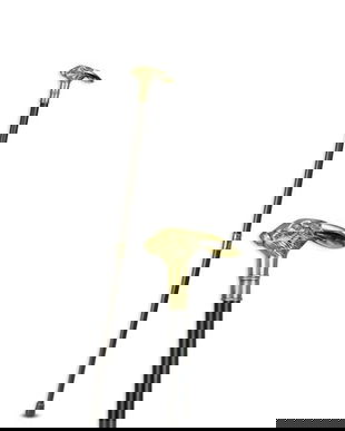 Baston din lemn negru cu maner cap de iepure