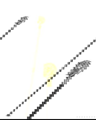 Baston din lemn negru cu maner cap de cal