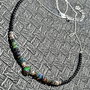 Colier argint opal de foc etiopian negru onix brioleta lant argint minimalist boho chic trendy - Transport gratuit