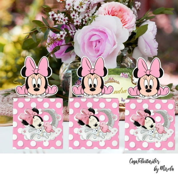 Cutii marturii botez baby Minnie mouse