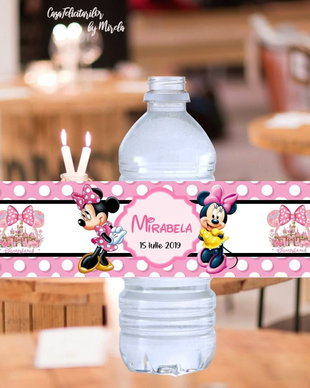 Etichete sticle Minnie mouse roz