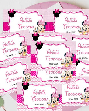 Etichete marturii Minnie mouse roz