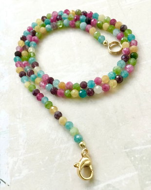 Colier CHOKER Jad turmalinat multicolor