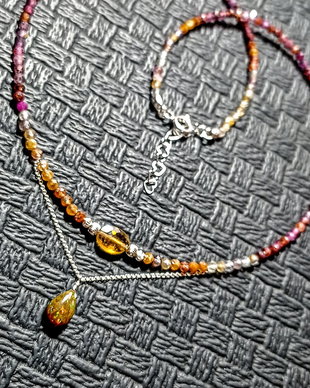 Colier argint spinel natural nuante ombre turmalina opal de foc etiopian brioleta lant argint minimalist boho chic trendy - Transport gratuit