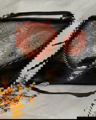 Geanta piele pictata