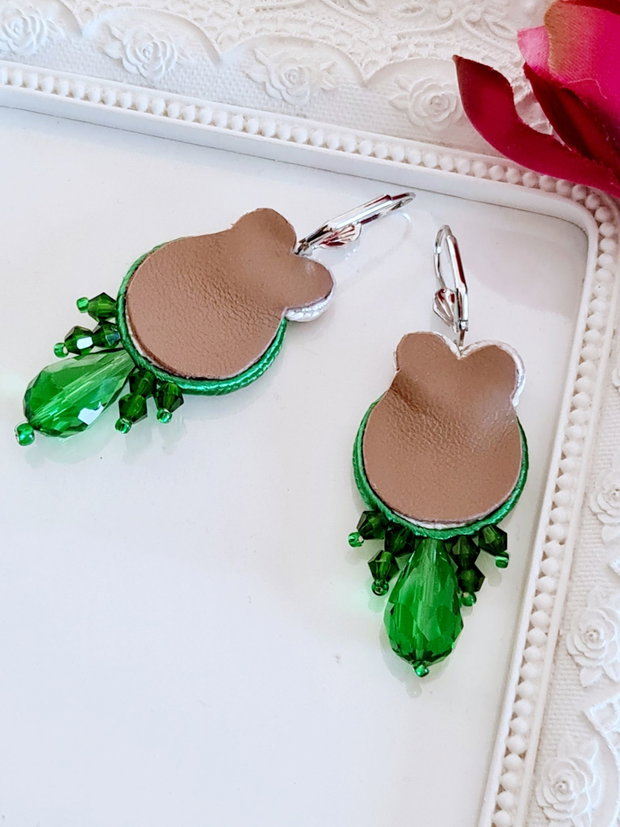 Cercei verzi cu brăduț, Cercei Crăciun, Cercei soutache