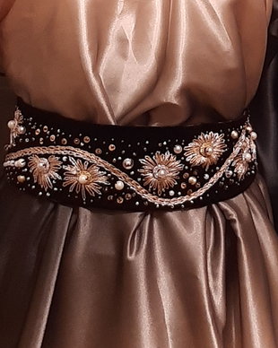 Cordon/brâu din catifea cu broderie