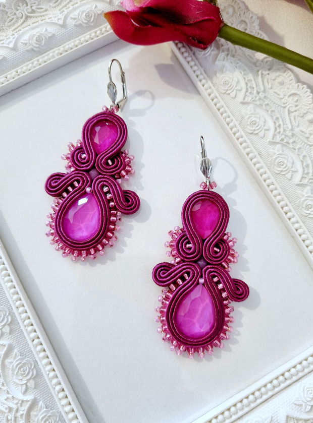 Cercei soutache fucsia