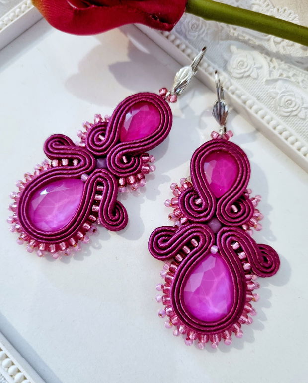 Cercei soutache fucsia