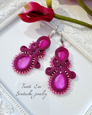 Cercei soutache fucsia