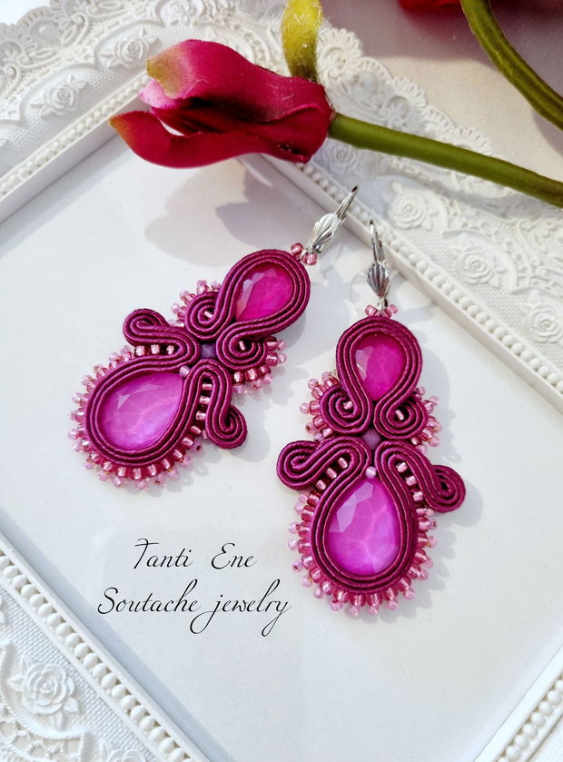 Cercei soutache fucsia