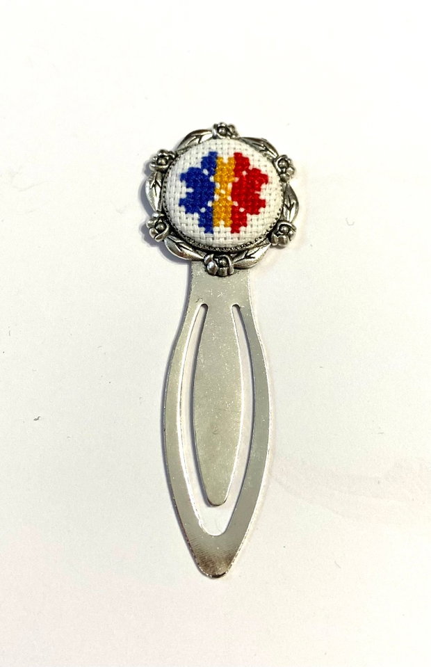 Semn de carte cu cusaturi manuale -tricolor
