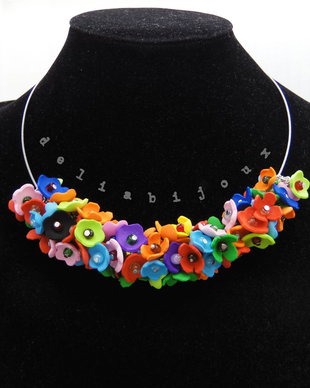 Colier handmade statement -floral - multicolor foamiran (cod1103)