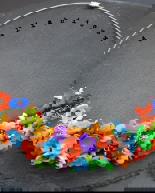 Colier handmade statement -floral - foamiran (cod1103)