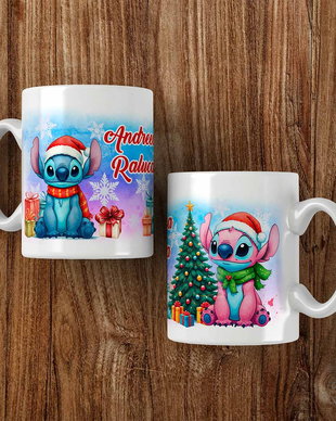 Cană cu Stitch Personalizată cu Nume  Cadou Copii