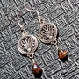 Cercei argint opal de fic etiopian negru conector filigranat argint boho chic trendy - Transport gratuit