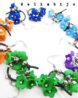 Cercei handmade statement unicat - design floral (cod1104)