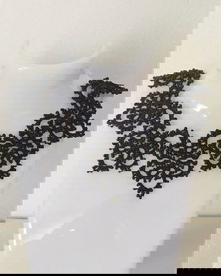 Colier negru din dantela frivolite, colier dantela neagra, bijuterii unicat, bijuterii tatting